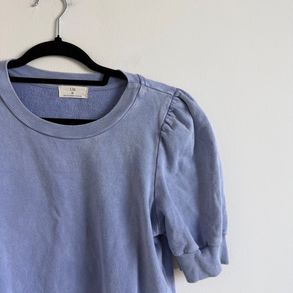 Anthropologie T.la Periwinkle Puff Sleeve Pullover Size Medium - Picture 7 of 8